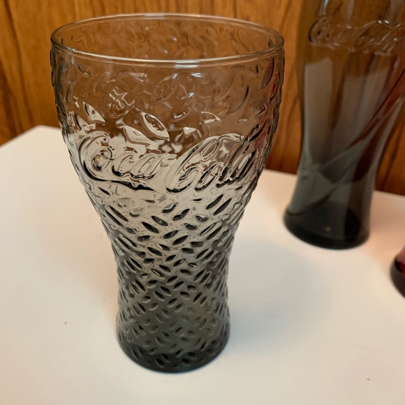 Set of 3 Coca Cola glasses Red, Grey, Smokey Grey - Picture 7 of 9